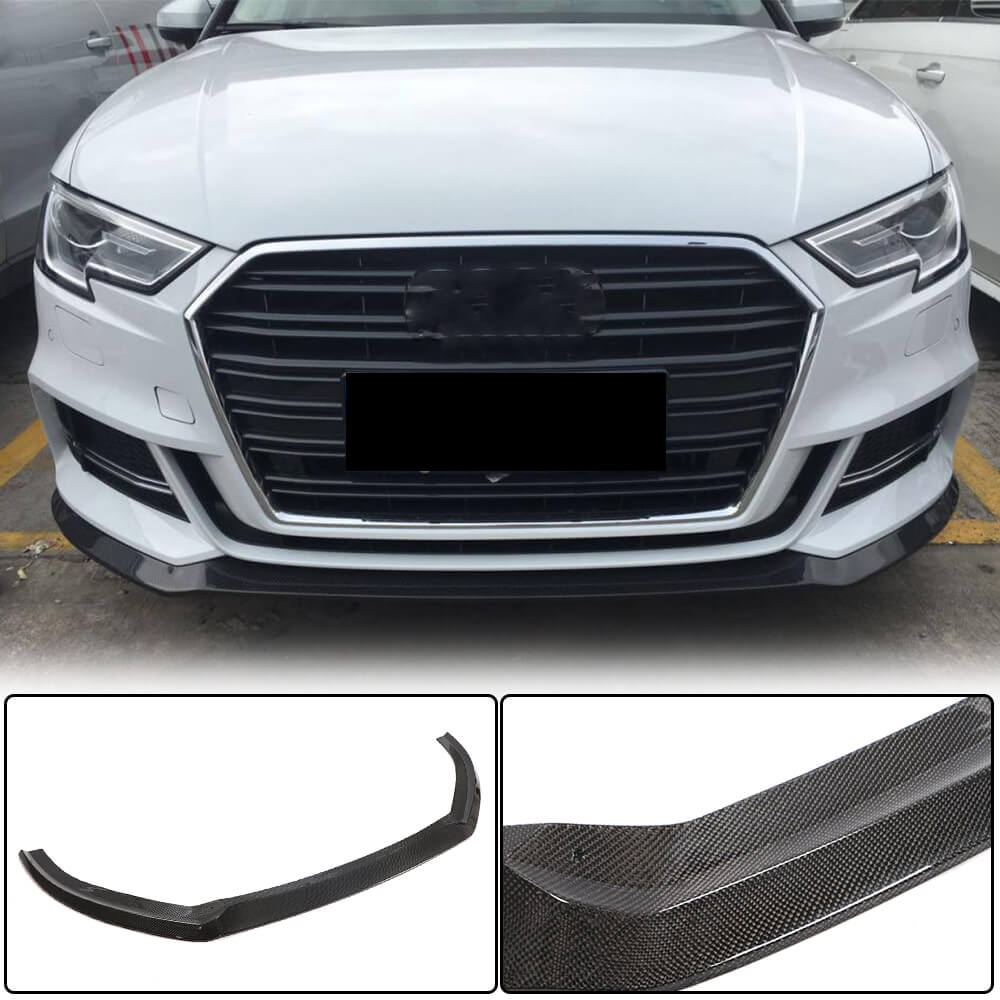 Front bumper lip spoiler Lip V5 (for S-Line Sedan 2017-2020, Carbon) for Audi A3 2012-2020 - image 1