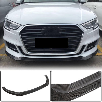 Front bumper lip spoiler Lip V5 (for S-Line Sedan 2017-2020, Carbon) for Audi A3 2012-2020 - image 1