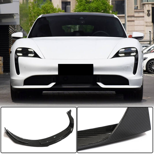 Front Bumper Lip Spoiler (for 2019-2024 Turbo S, Carbon) for Porsche Taycan 2019- - image 1