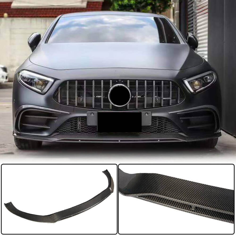 Front Bumper Lip Spoiler (for AMG/AMG-Line 2018-2020, Carbon) for Mercedes CLS C257 2018- - image 1