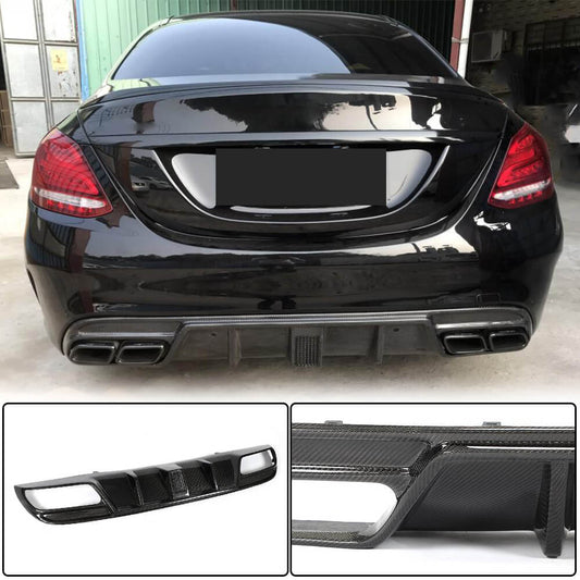 Rear bumper diffuser V3 (for SD C43/C63 AMG 2015-2019, Carbon) for Mercedes C-class W205 2014-2021 - image 1