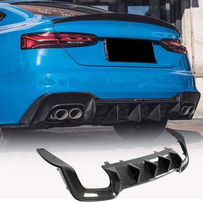 Rear bumper diffuser V2 (for S-Line 2021-2025, Carbon) for Audi A5 2016-2025 - image 1