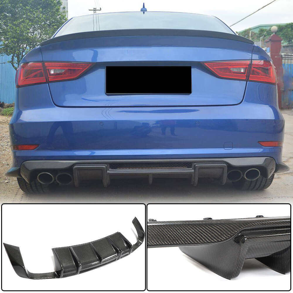 Rear bumper diffuser V1 (for S-Line SD 2012-2016, Carbon) for Audi A3 2012-2020 - image 1