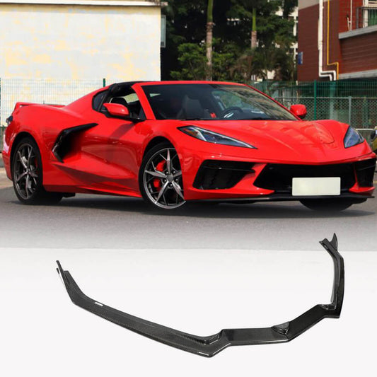 Front Bumper Lip Spoiler (2019-2022, Carbon) for Chevrolet Corvette C8 2019- - image 1