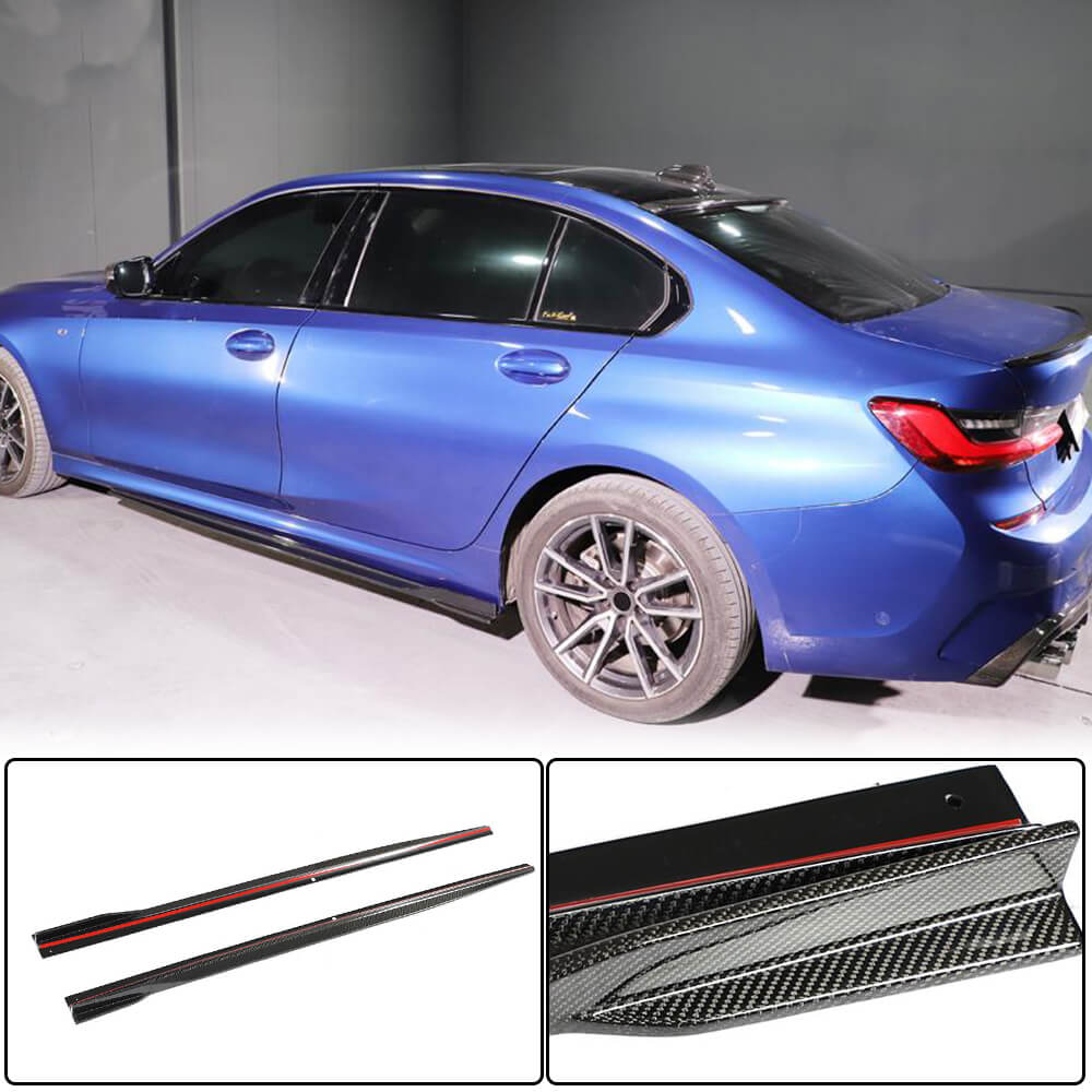 Side Skirt Extensions V2 (for G20 M-Sport, Carbon) for BMW 3 Series G20/G21 2018- - image 1