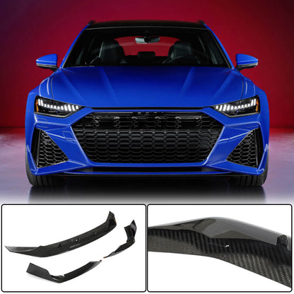 Front Bumper Lip Dry Carbon Fiber for Audi A6 C8 2018- - image 1