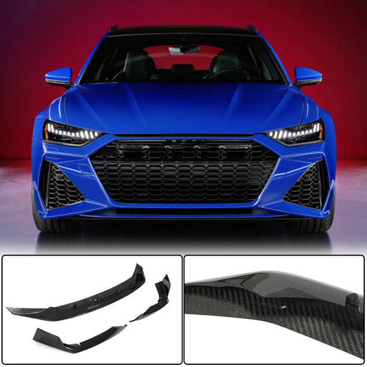 Front Bumper Lip Dry Carbon Fiber for Audi A6 C8 2018- - image 1
