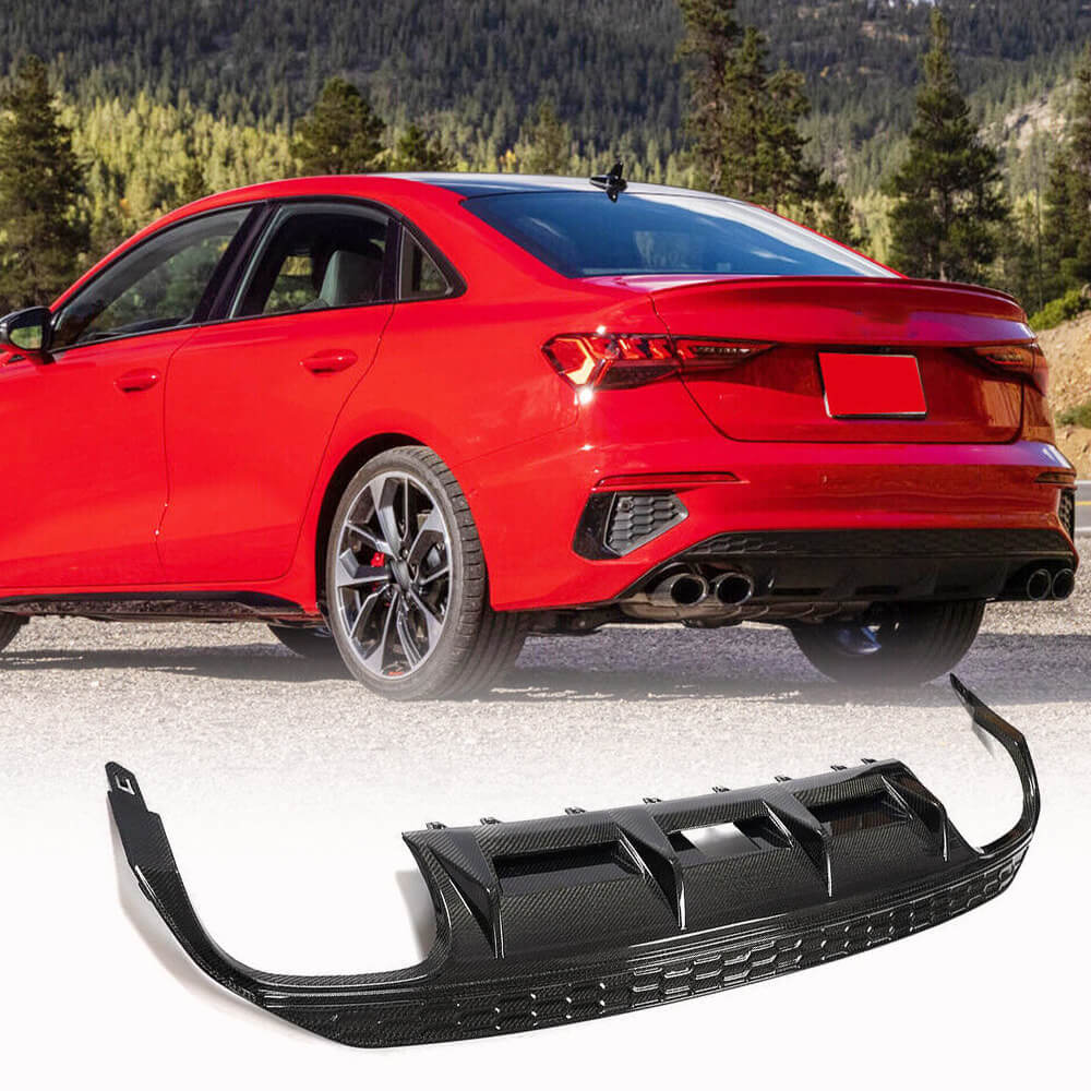 Rear bumper diffuser V2 for S-Line Sedan 2020-2023 (Carbon) for Audi A3 2020- - image 1