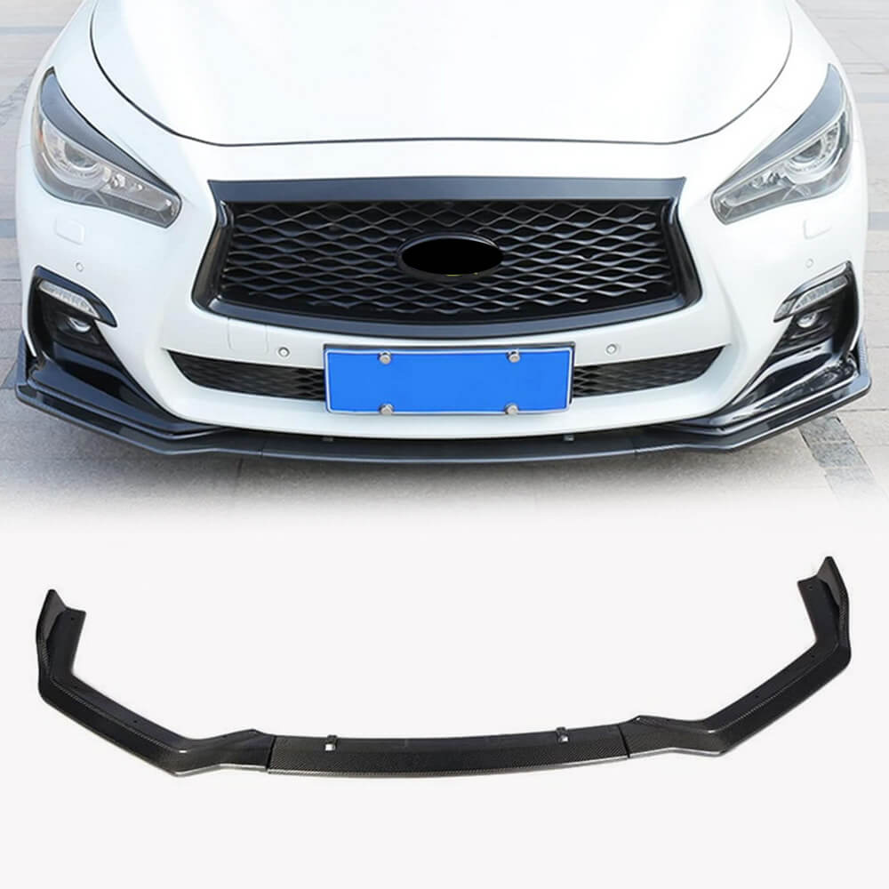 Front Bumper Lip V1 for Q50 Sport 2018-2022, Carbon for Infiniti Q50/Q60 2013-2024 - image 1