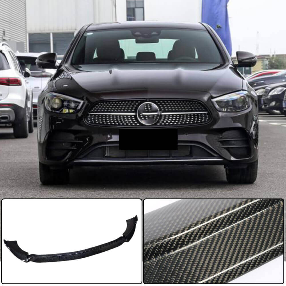 Front Bumper Lip Spoiler (for AMG-Line 2020-2023, Carbon) for Mercedes E-сlass W213 2016-2023 - image 2