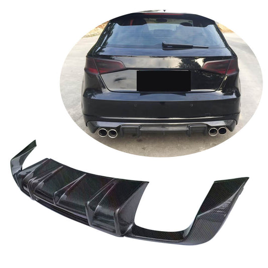 Rear Bumper Diffuser V1 (for S-Line HB 2012-2016, Carbon) for Audi A3 2012-2020 - image 1