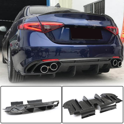 Rear Bumper Diffuser V1 (for Base, Carbon) for Alfa Romeo Giulia 2016-2022 - image 1