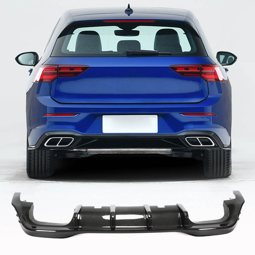 Rear Bumper Diffuser (for R HB, Dry Carbon) for Volkswagen Golf 8 2019- - image 1