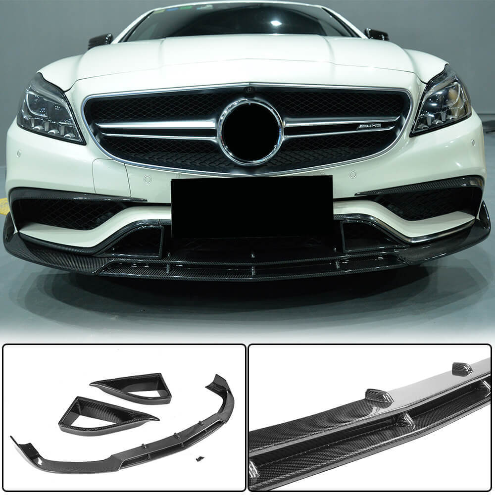 Front Bumper Lip V1 Add-on (for CLS63 AMG SD 2015-2018, Carbon) for Mercedes CLS C218 2011-2018 - image 1