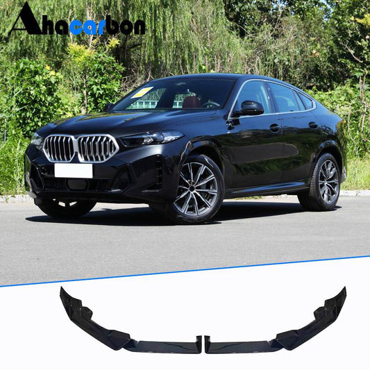 Front Bumper Lip ABS Glossy Black (2023+ M-Sport) for BMW X6 G06 2019- - image 1