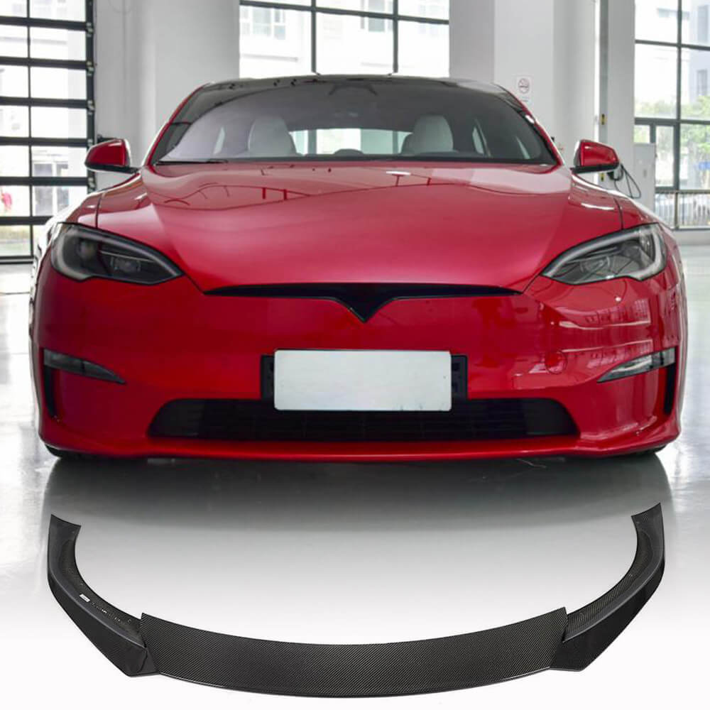 Front Bumper Lip V1 (2021+, Carbon) for Tesla Model S 2012– - image 1