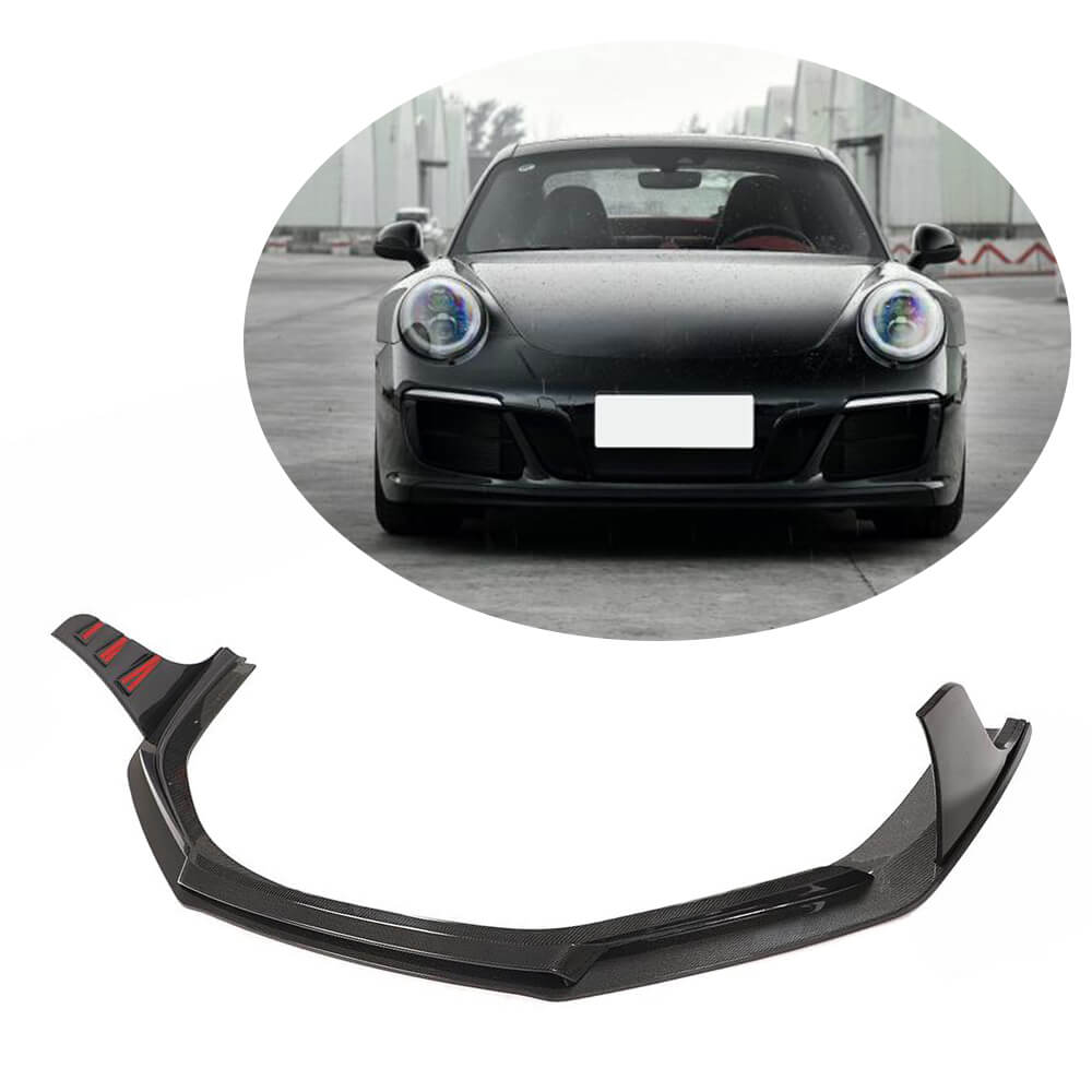 Cover on the front bumper Lip (for Carrera 4 GTS 2017-2018, Carbon) for Porsche 911 2012-2018 - image 1