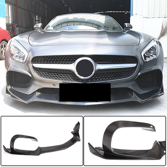 Front Bumper Lip Spoiler (for 2015-2017, Carbon) for Mercedes AMG GT C190/R190 2014-2022 - image 1