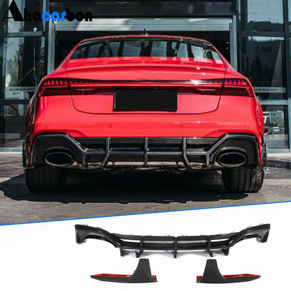 Rear Bumper Diffuser (for RS7 2018-2022, Dry Carbon) for Audi A7 2018- - image 1
