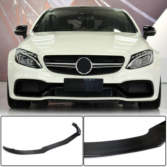 Front Bumper Lip V3 (for Coupe/Cabriolet C63 AMG 2015-2019, Carbon) for Mercedes C-сlass W205 2014-2021 - image 1