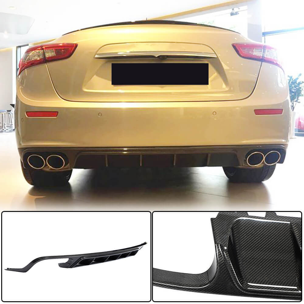 Rear Bumper Diffuser (for Base/S/S Q4 2013-2017, Carbon) for Maserati Ghibli 2013-2023 - image 1