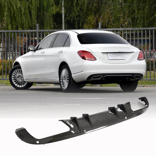 Rear bumper diffuser (for SD Base 2015-2019, Carbon) for Mercedes C-class W205 2014-2021 - image 1