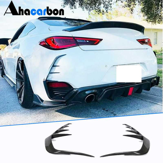 Covers on the rear bumper (for Q60 2016-2022, Carbon) for Infiniti Q50/Q60 2013-2024 - image 1