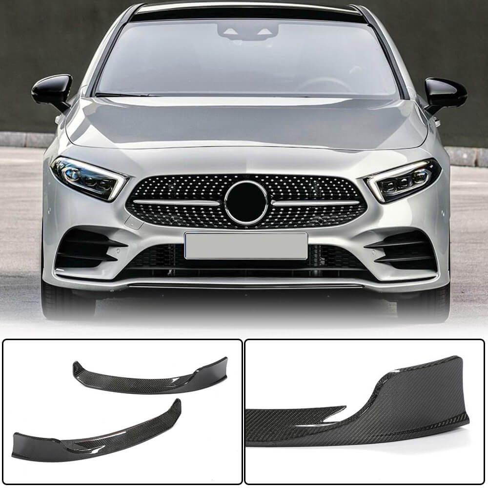 Front Bumper Flap Covers (for AMG-Line 2018-2021, Carbon) for Mercedes A-сlass W177 2018- - image 1