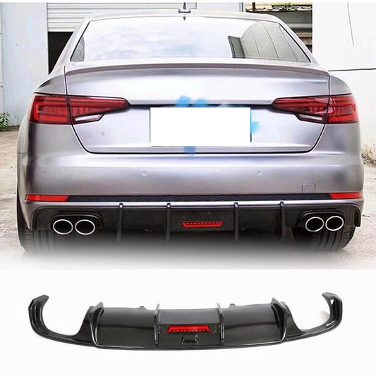 Rear bumper diffuser V1 (for S-Line Sedan 2015-2019, Carbon) for Audi A4 B9 2015-2024 - image 1