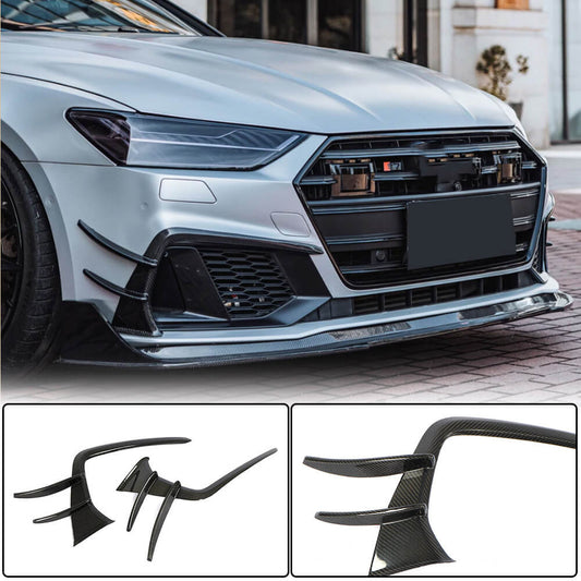 Front bumper trims (for S-Line 2018-2022, Carbon) for Audi A7 2018- - image 1