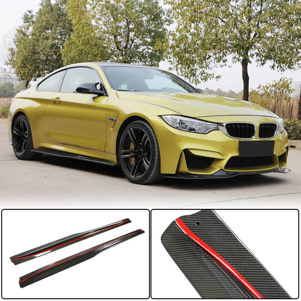 Side Skirt Extensions V3 (for F82/F83, Carbon) for BMW 4 Series F-32 2012-2020 - image 1