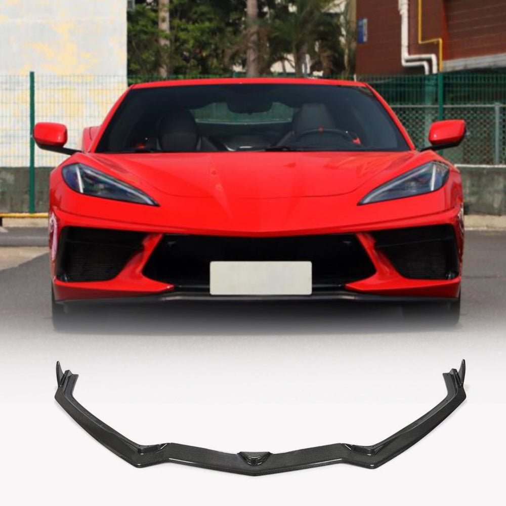 Front Bumper Lip Spoiler (Carbon) for Chevrolet Corvette C8 2019- - image 1