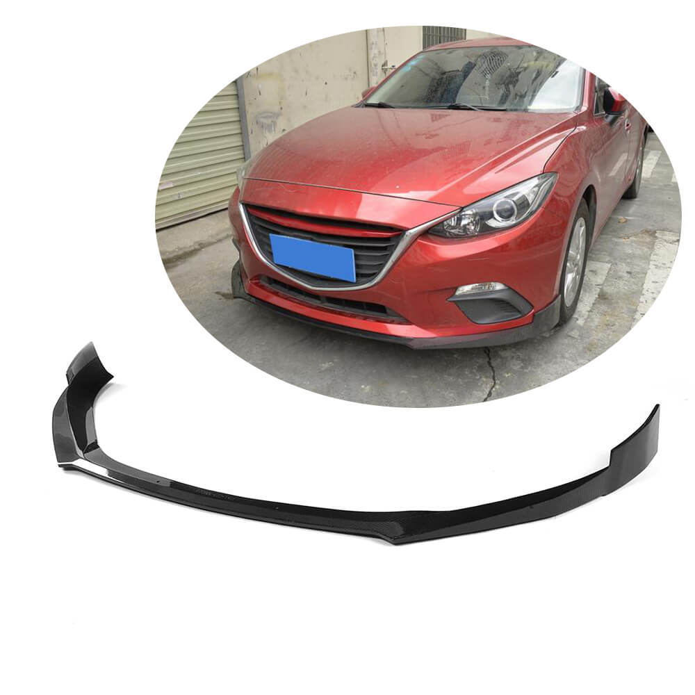 Front Bumper Lip Spoiler (2014-2016, Carbon) for Mazda 3 2013-2019 - image 1