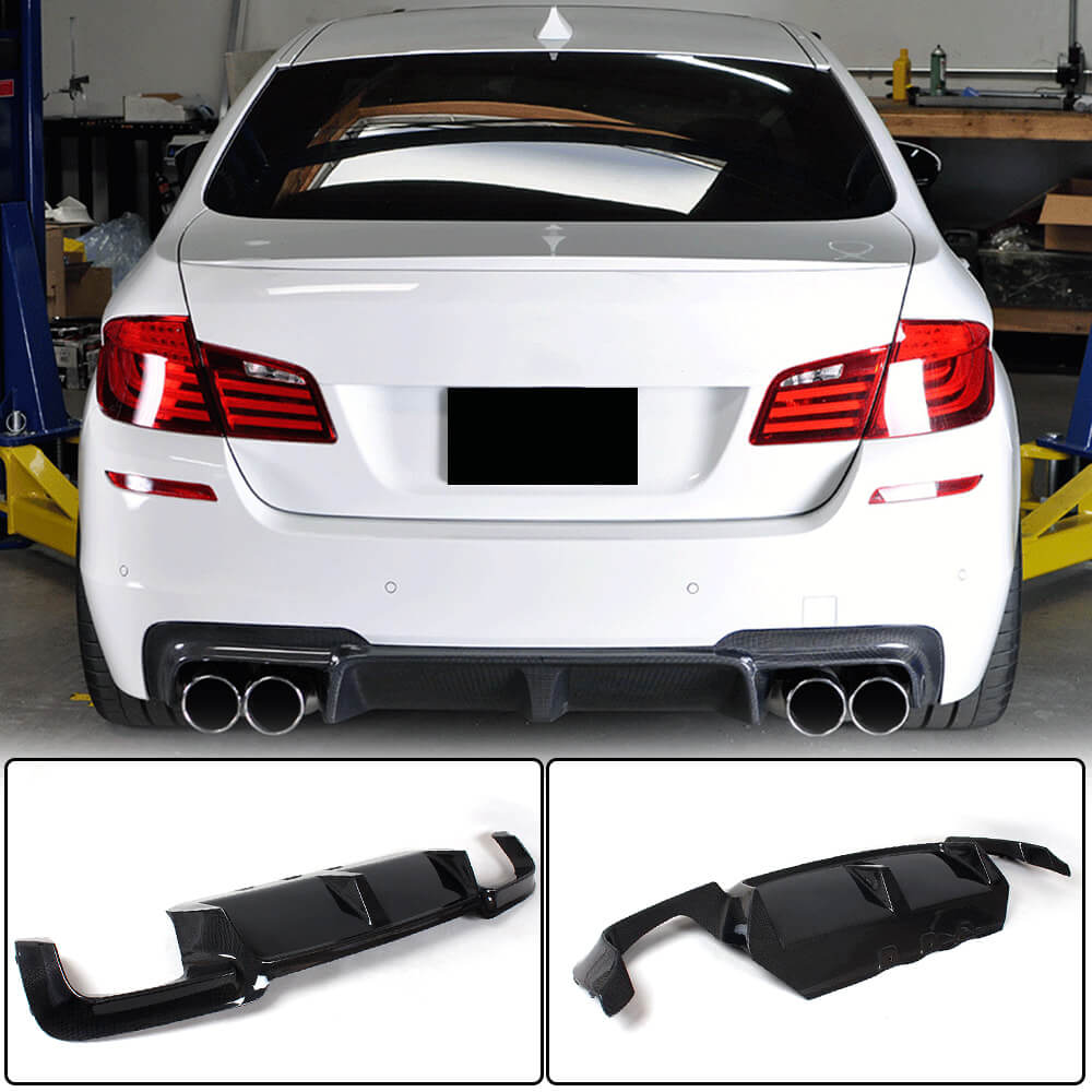 Rear Bumper Diffuser Carbon Fiber V6 (for M5) for BMW 5 series F-10/11/07 2010-2016 - image 1