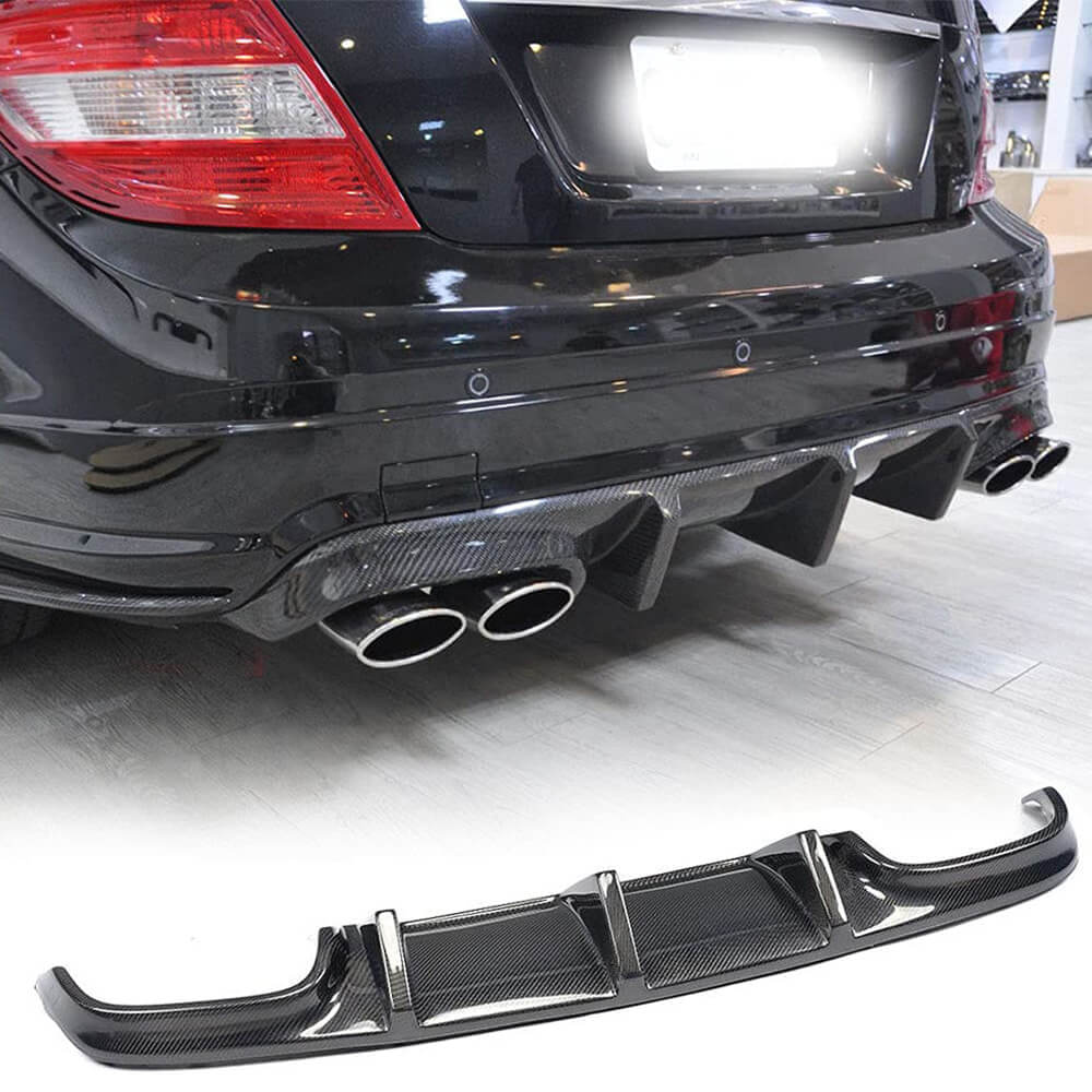 Rear Bumper Diffuser V2 (for AMG SD 2008-2011, Carbon) for Mercedes C-class W204 2007-2015 - image 1