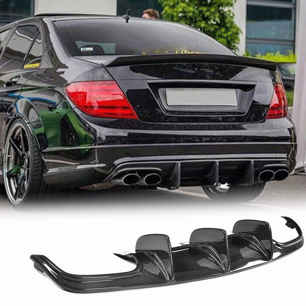 Rear Bumper Diffuser V1 for AMG SD 2008-2011, Carbon for Mercedes C-class W204 2007-2015 - image 1