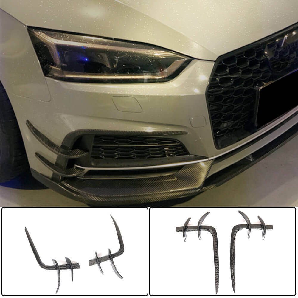 Front Bumper Flap V2 Extensions (for S-Line 2016-2020, Carbon) for Audi A5 2016-2025 - image 1