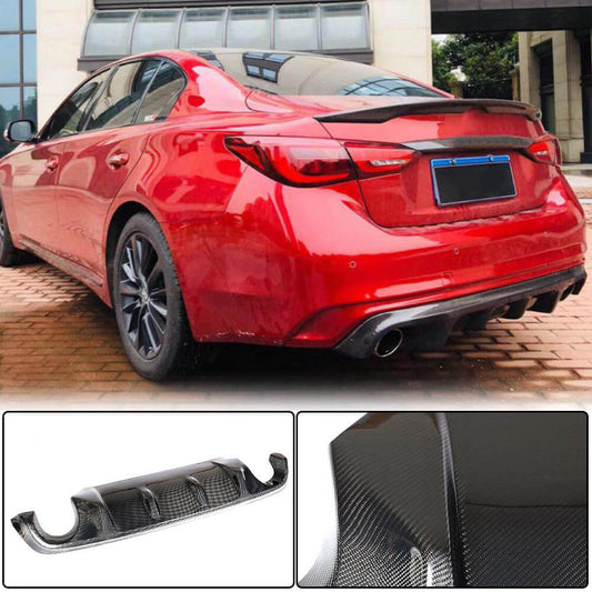 Rear bumper diffuser V2 (for Q50 Base/Sport 2018-2023, Carbon) for Infiniti Q50/Q60 2013-2024 - image 1