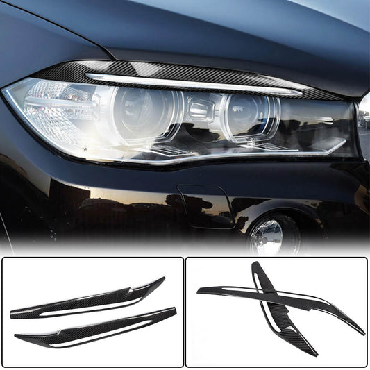 Headlight Eyebrows Lamp Eyelids Carbon Fiber V1 for BMW X5 F-15 2013-2018 - image 1
