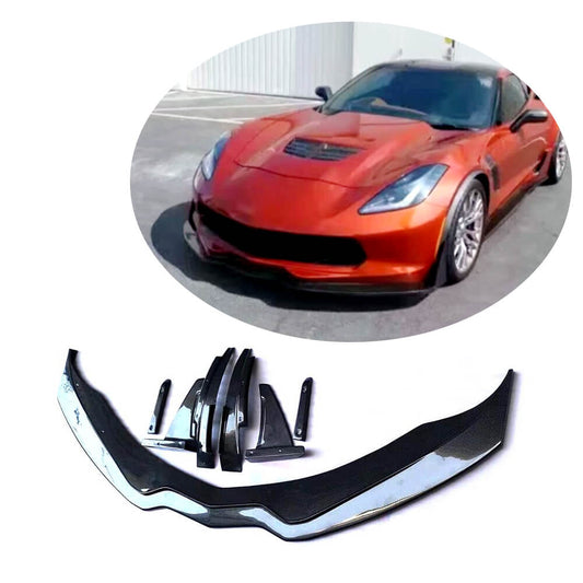Front Bumper Lip Spoiler (2013-2017, Carbon) for Chevrolet Corvette C7 2013-2019 - image 1