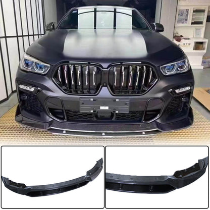 Front Bumper Lip (for M-Sport 2018-2022, Carbon) for BMW X6 G06 2019–2027 - image 1