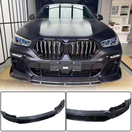 Front Bumper Lip (for M-Sport 2018-2022, Carbon) for BMW X6 G06 2019–2027 - image 1