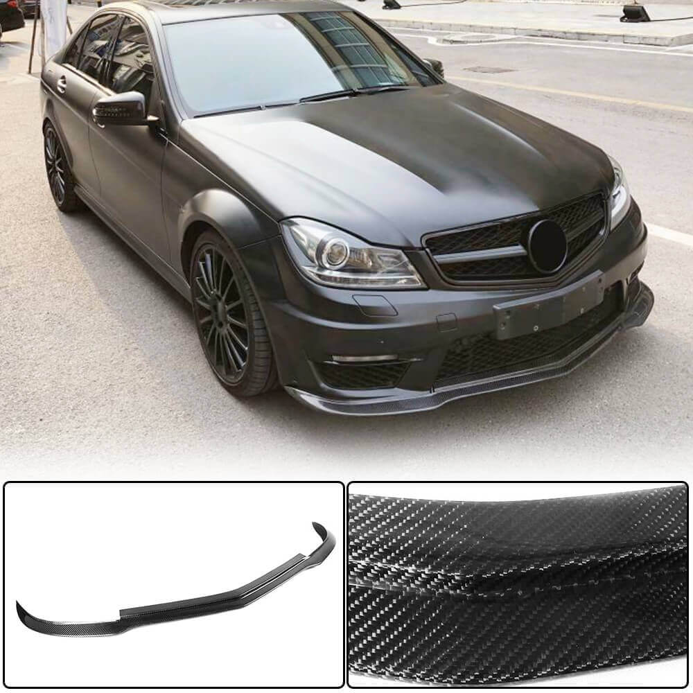 Front Bumper Lip V3 Overlay (for AMG 2012-2014, Carbon) for Mercedes C-class W204 2007-2015 - image 1