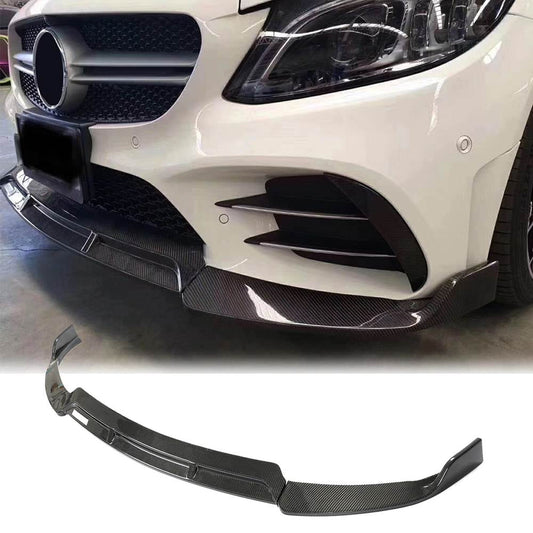 Lip V3 front bumper cover (for C43 AMG 2019-2021, Carbon) for Mercedes C-class W205 2014-2021 - image 1