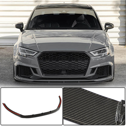 Front Bumper Lip Spoiler V5 (for RS3 Sedan 2017-2020, Carbon) for Audi A3 2012-2020 - image 1