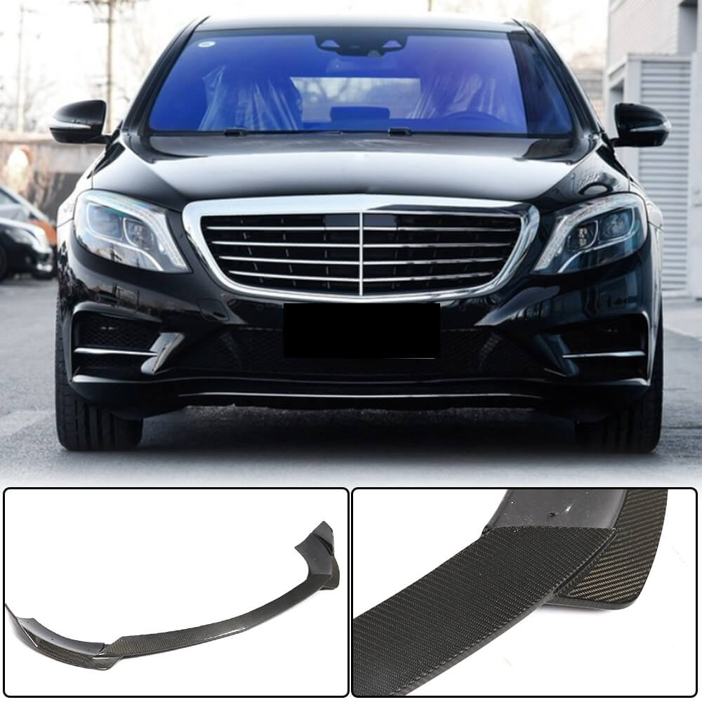Front Bumper Lip Spoiler (for AMG-Line 2014-2017, Carbon) for Mercedes S-сlass W222 2013-2020 - image 1