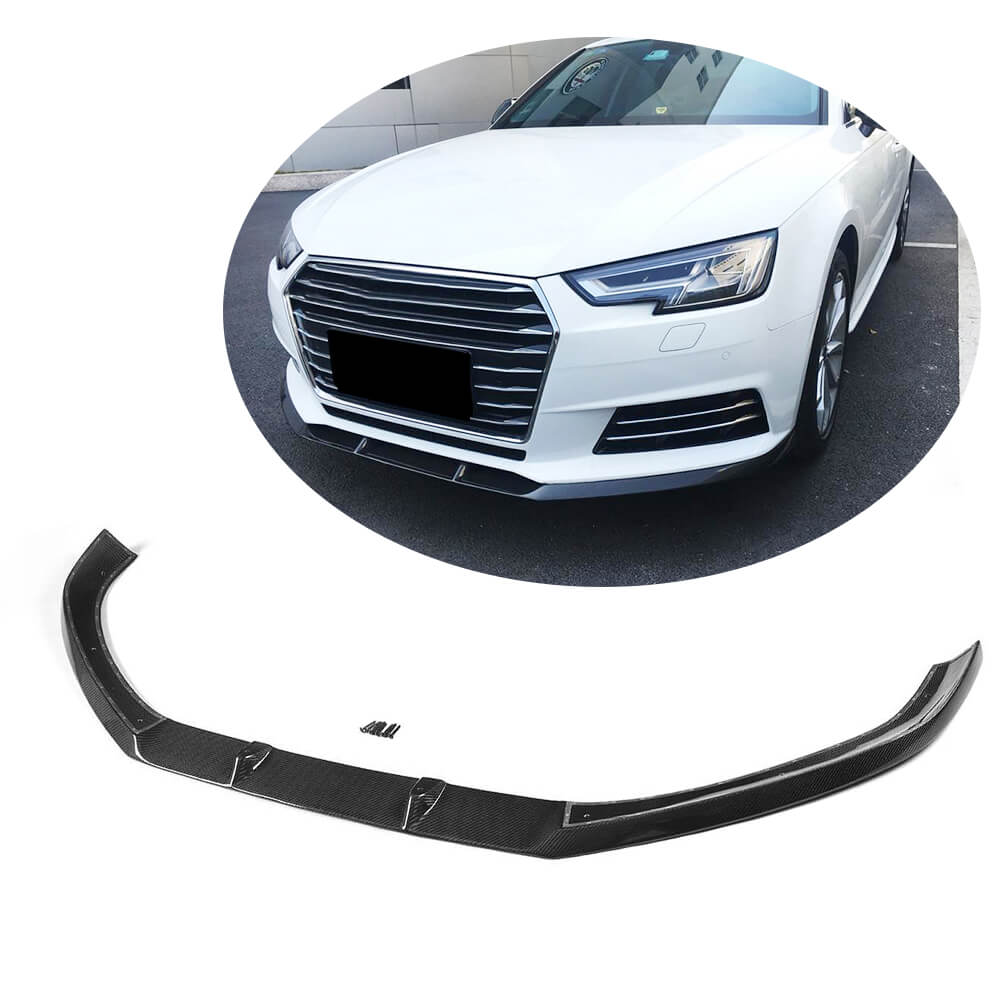Front bumper lip V1 (for Base SD 2015-2019, Carbon) for Audi A4 B9 2015-2024 - image 1
