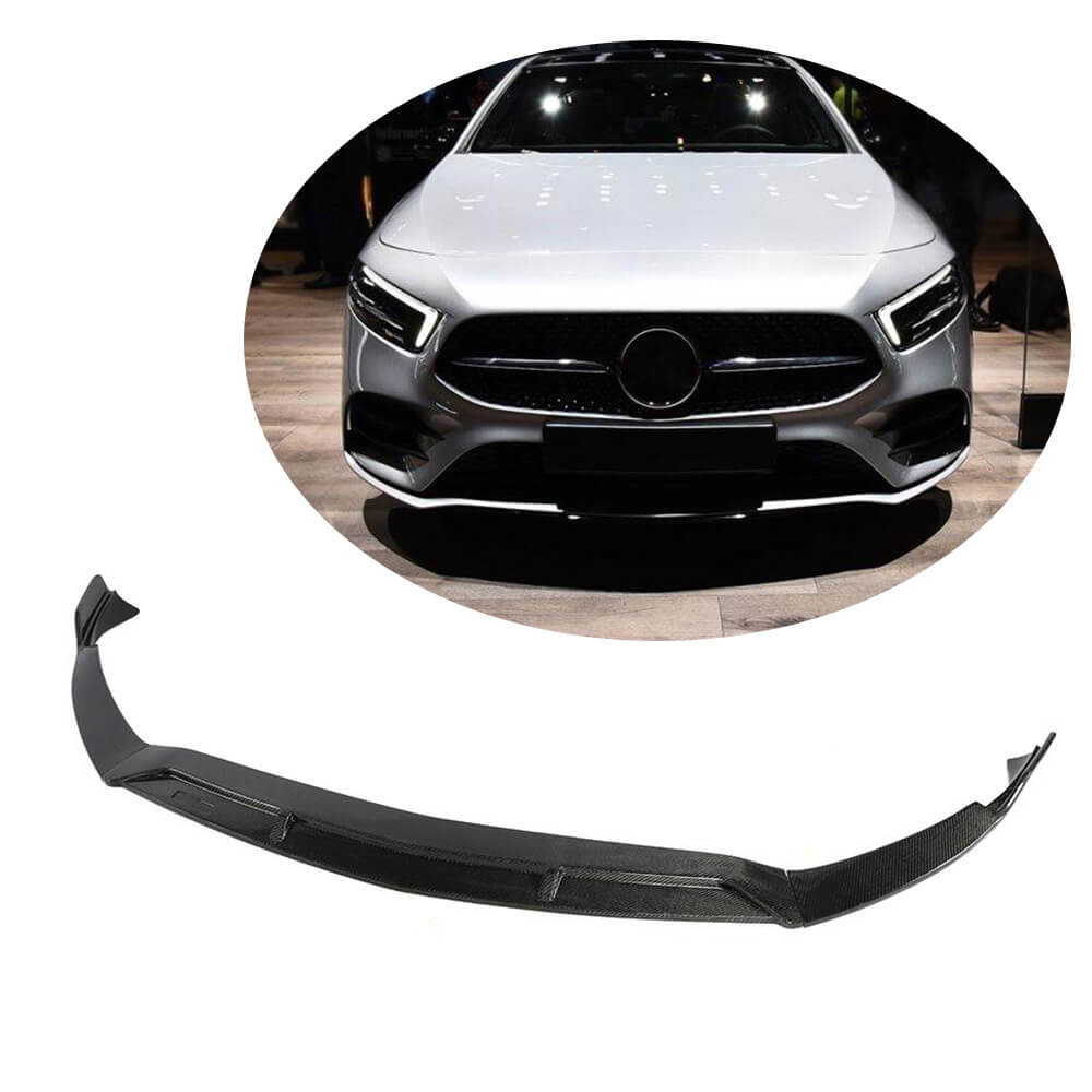 Lip V3 front bumper cover (for AMG-Line SD 2018-2021, Carbon) for Mercedes A-class W177 2018↗ - image 1