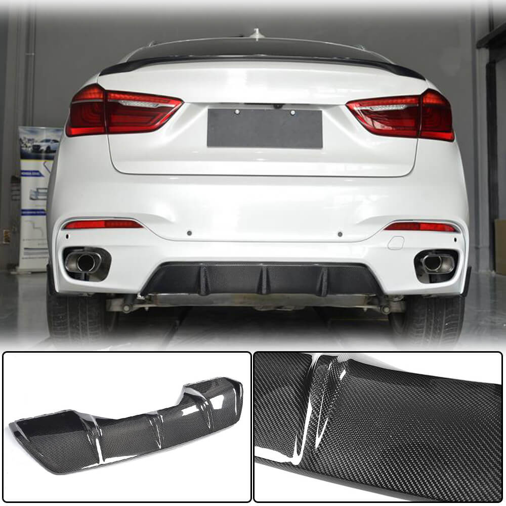 Rear Bumper Diffuser V2 (for M-Sport, Carbon) for BMW X6 F16 2014-2019 - image 1