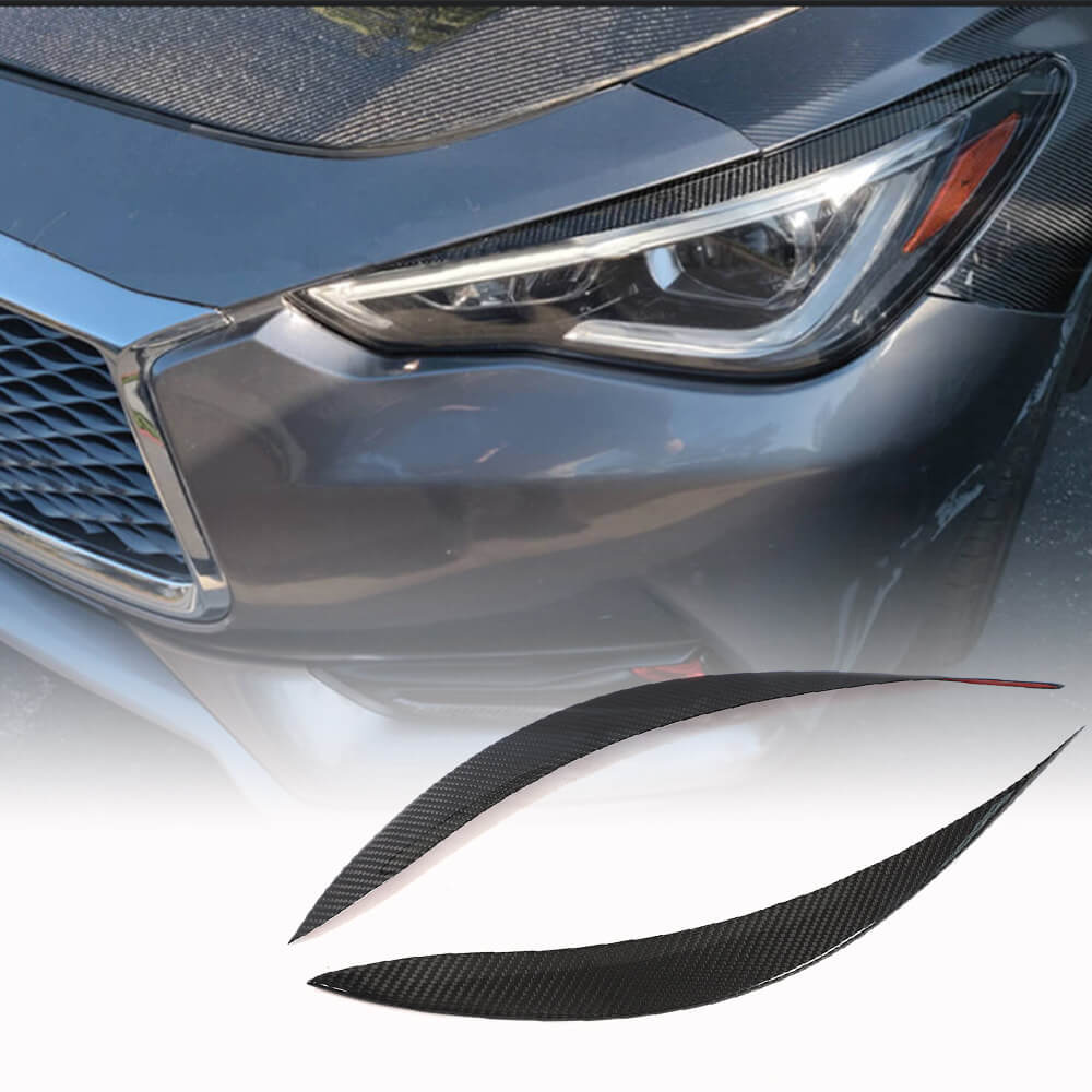 Eyelashes on headlights (for Q60 2016-2022, Carbon) for Infiniti Q50/Q60 2013-2024 - image 1
